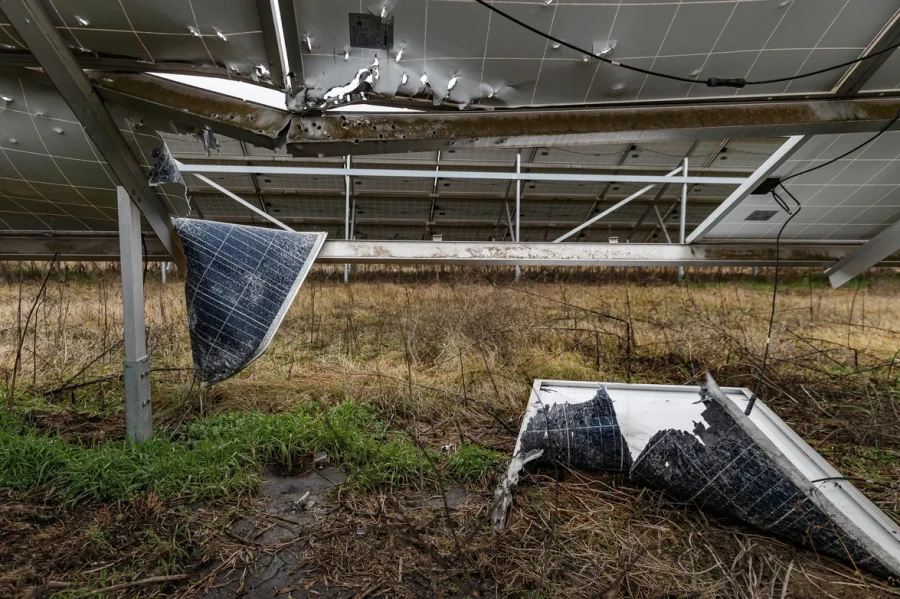 Tryfonivska SPP, solar panels, restoring