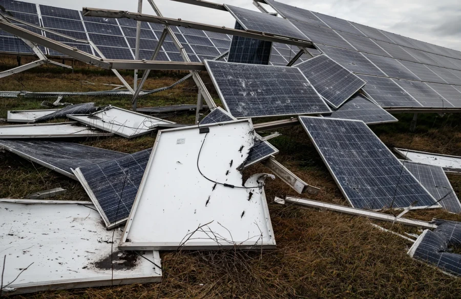 Tryfonivska SPP, solar panels, restoring