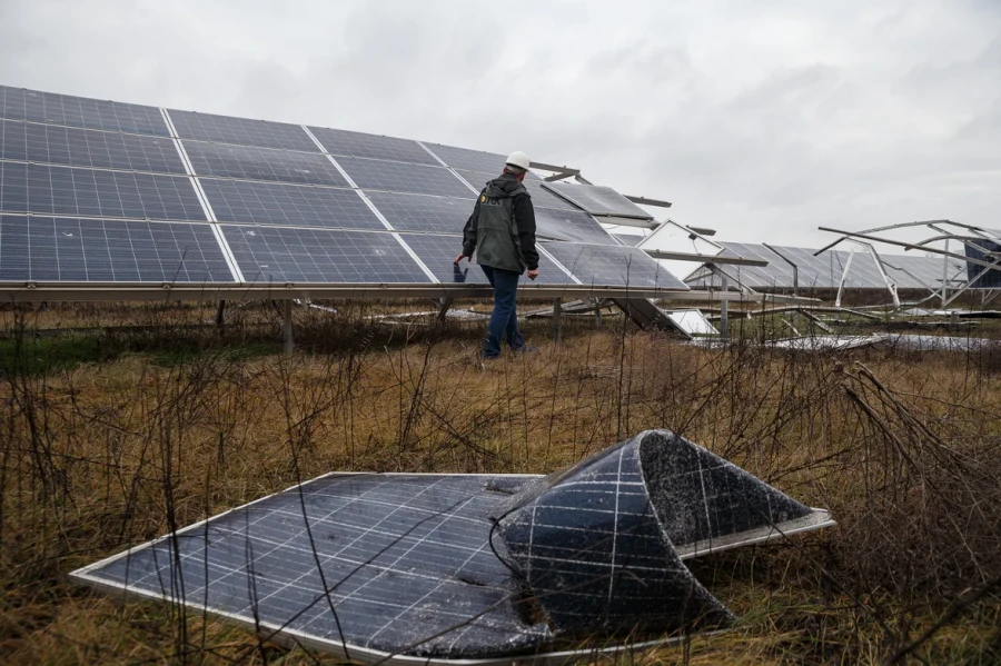 Tryfonivska SPP, solar panels, restoring