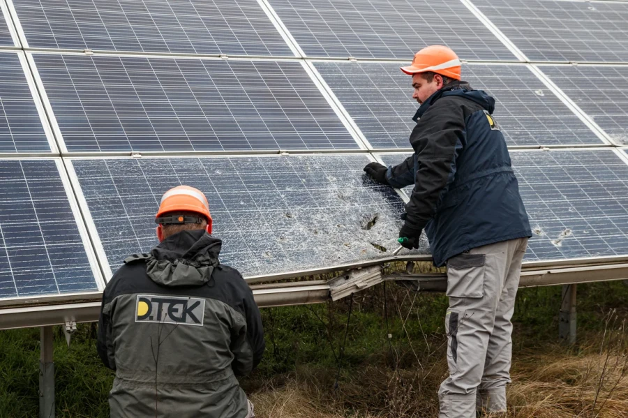 Tryfonivska SPP, solar panels, restoring