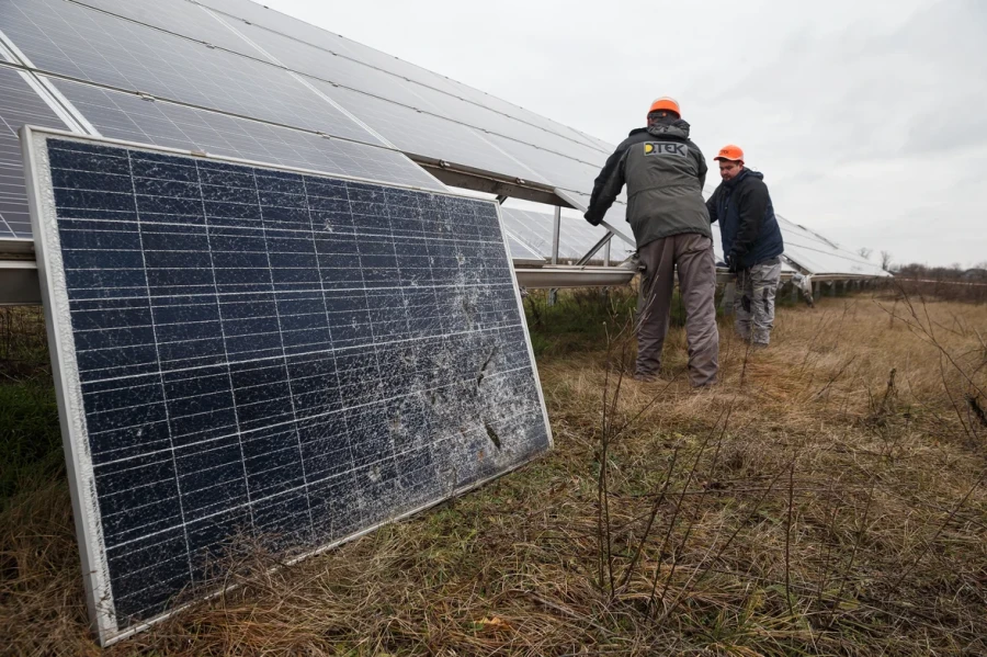 Tryfonivska SPP, solar panels, restoring