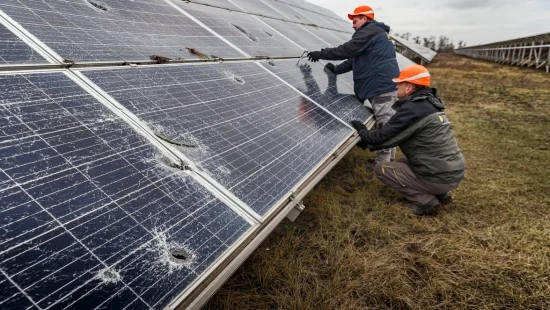 Repairing DTEK Tryfonivska SPP / Tryfonivska SPP, solar panels, restoring