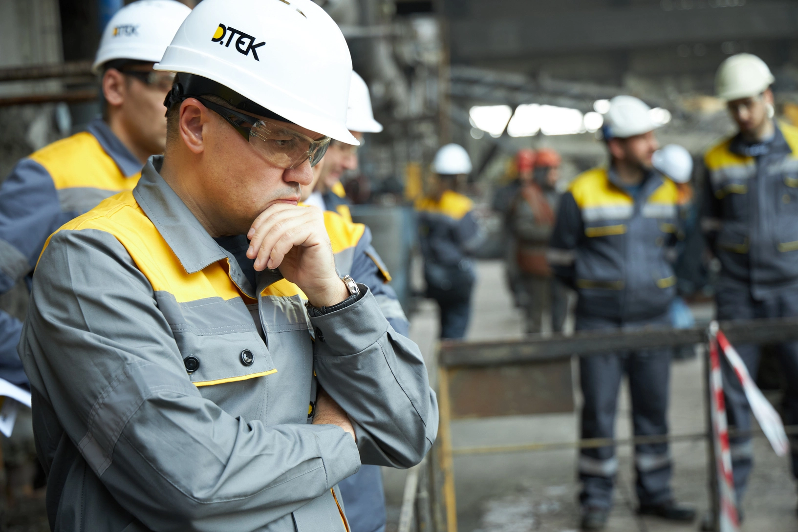 Image library / DTEK CEO Maxim Timchenko and employees inspect damage at a DTEK power station after russian attacks in March 2024. The precise location and date are not disclosed due to security restrictions.