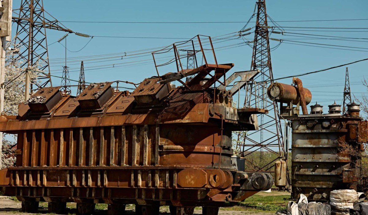 Image library / Damaged transformer at DTEK thermal power plant following russian attack, spring 2024
