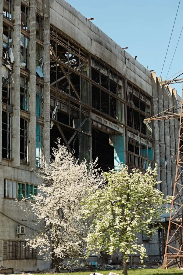 Damage at one of DTEK thermal power plant following a russian assault, spring 2024. The precise location and date are not disclosed due to security restrictions