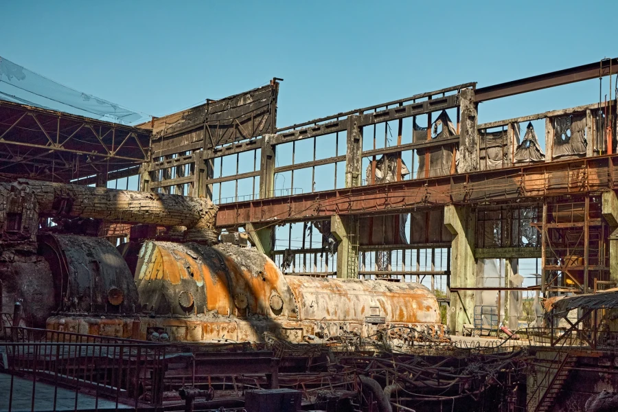 Damage at one of DTEK thermal power plant following a russian assault, spring 2024. The precise location and date are not disclosed due to security restrictions