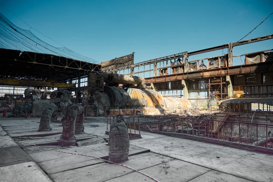 Damage at one of DTEK thermal power plant following a russian assault, spring 2024. The precise location and date are not disclosed due to security restrictions