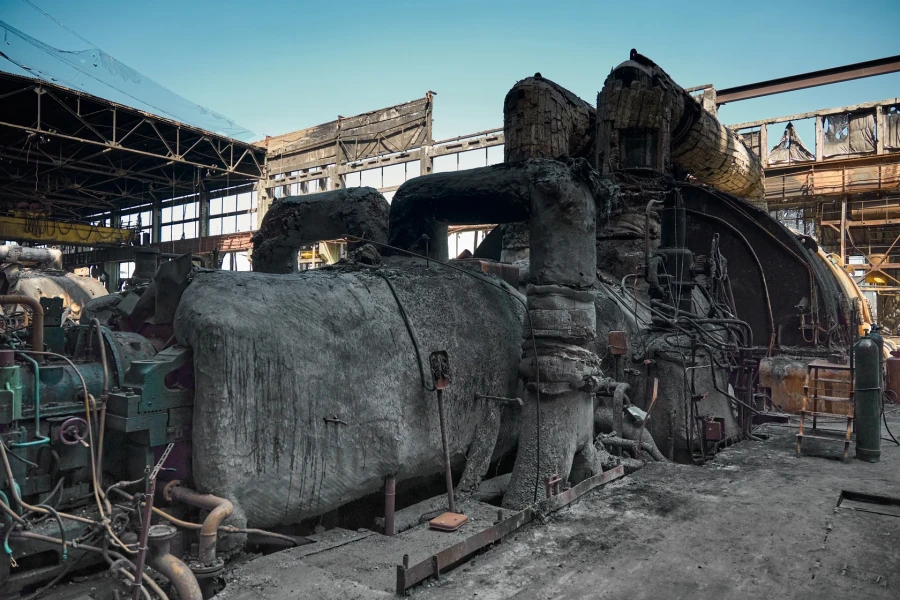 Damage at one of DTEK thermal power plant following a russian assault, spring 2024. The precise location and date are not disclosed due to security restrictions