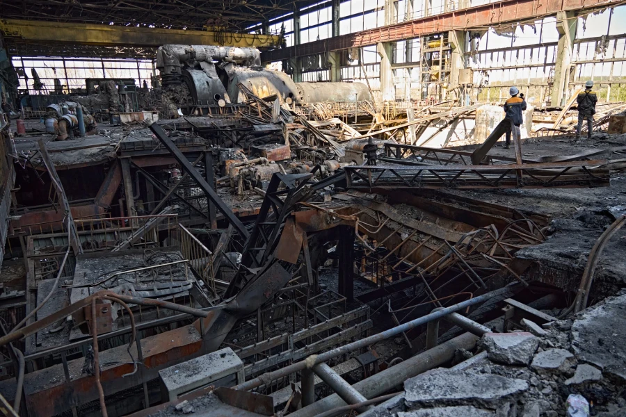 Damage at one of DTEK thermal power plant following a russian assault, spring 2024. The precise location and date are not disclosed due to security restrictions