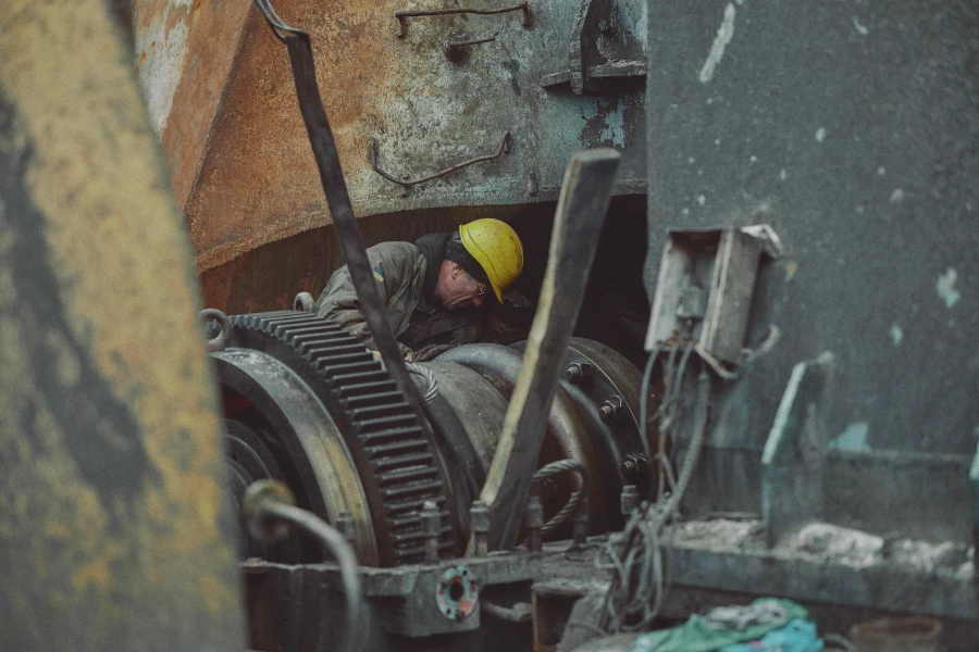DTEK energy worker conducts repairs to restore damaged thermal power plant