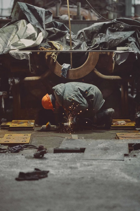 DTEK energy worker carries out restoration work at damaged thermal power plant