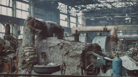Image library / Thermal power plant with severe damage after the strike