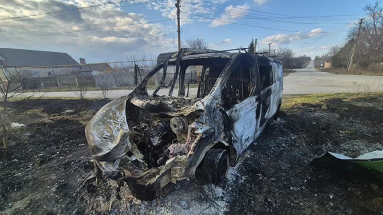 Two DTEK engineers escape russian drone strike seconds before vehicle is destroyed