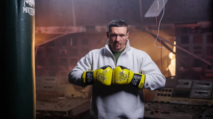 Usyk trains at a damaged DTEK thermal power plant