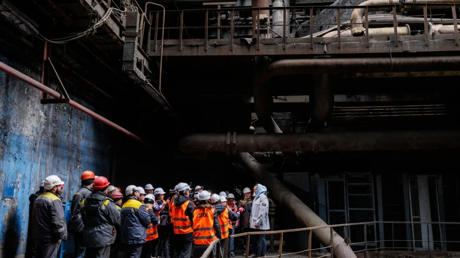 Usyk trains at a damaged DTEK thermal power plant