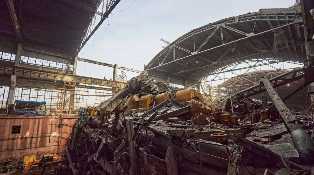 Damage at one of DTEK thermal power plant following a russian assault, spring 2024