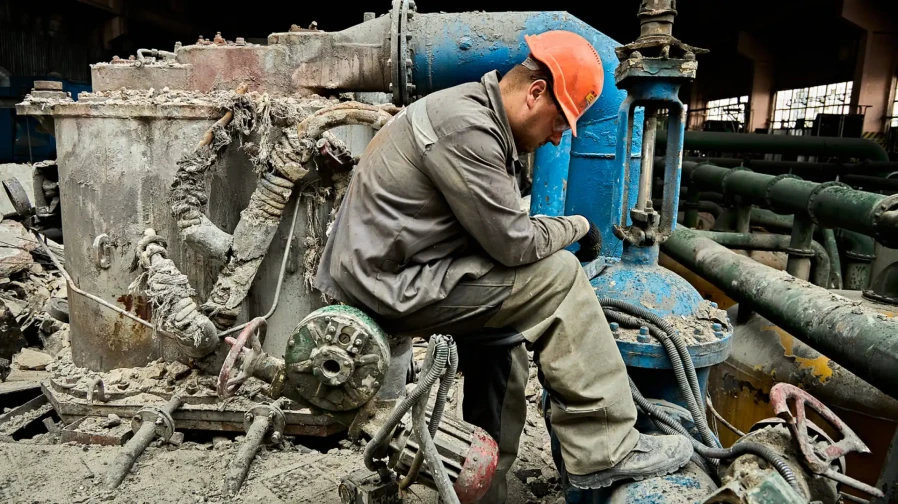 DTEK power engineer works to restore DTEK's thermal power plant after russian attack