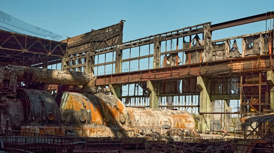 Damage at one of DTEK thermal power plant following a russian assault, spring 2024