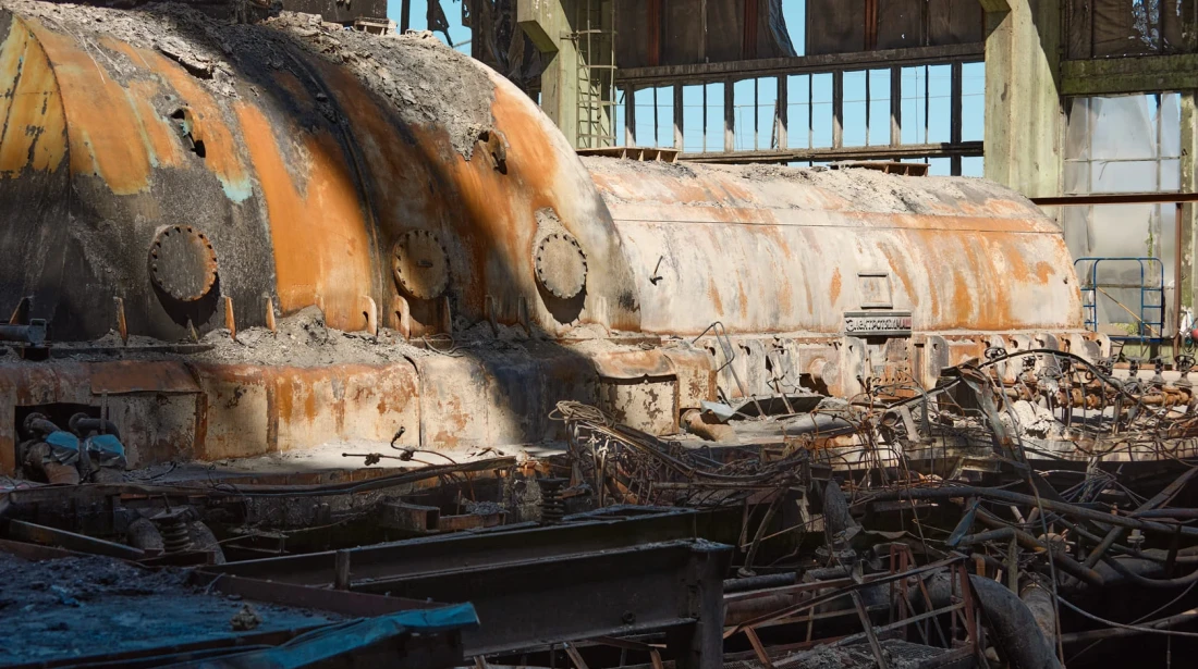 DTEK image of destruction caused by russian attacks against DTEK power station in March 2024