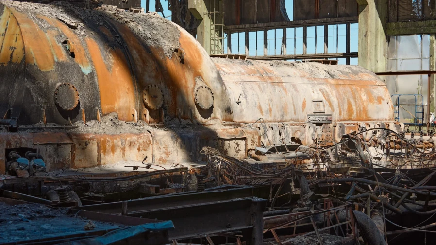DTEK image of destruction caused by russian attacks against DTEK power station in March 2024