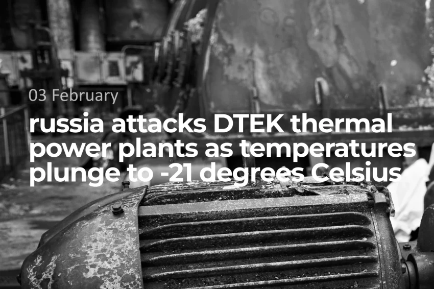 russia attacks DTEK thermal power plants as temperatures plunge to -21 degrees Celsius